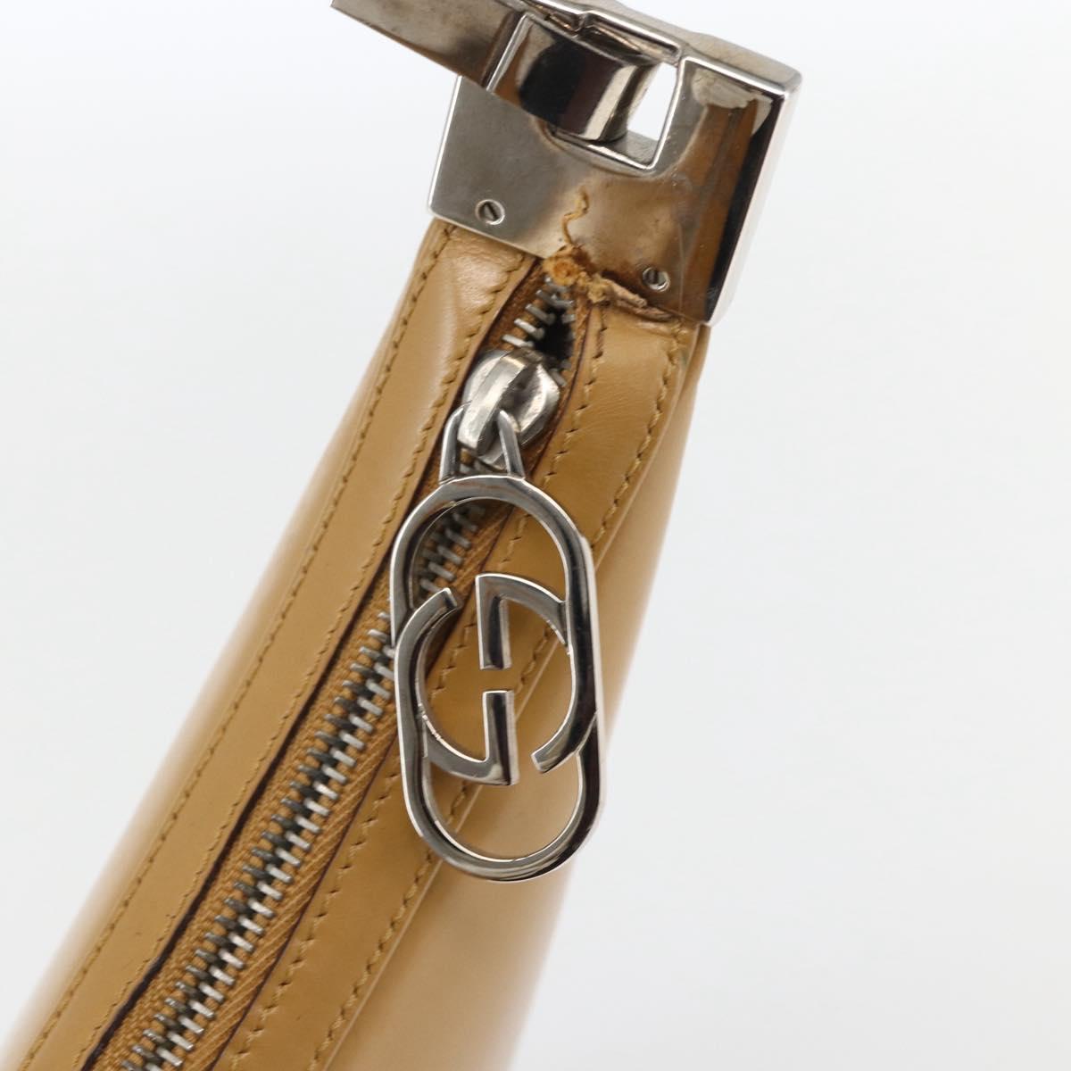 GUCCI Shoulder Bag Leather Brown Silver 001 3812 Auth BA10652