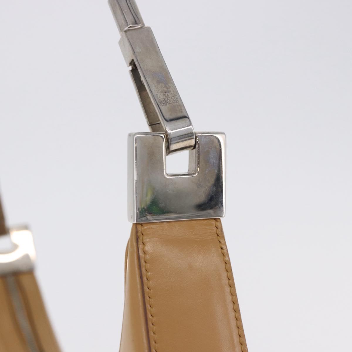GUCCI Shoulder Bag Leather Brown Silver 001 3812 Auth BA10652