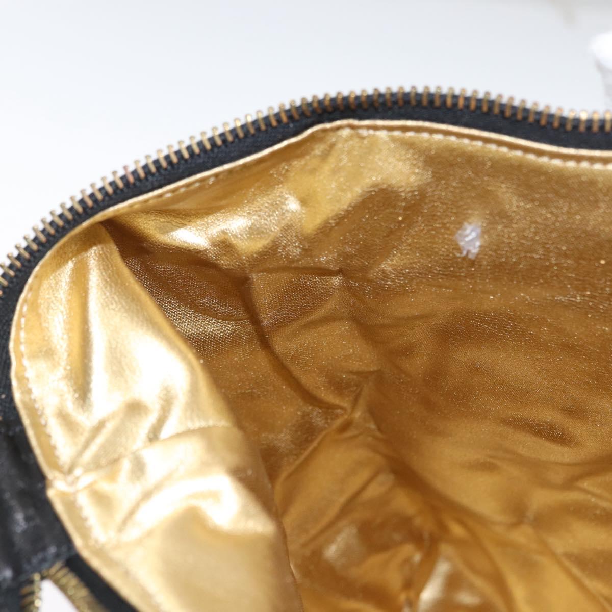 Salvatore Ferragamo Shoulder Bag Nylon Black Gold Auth BA10654