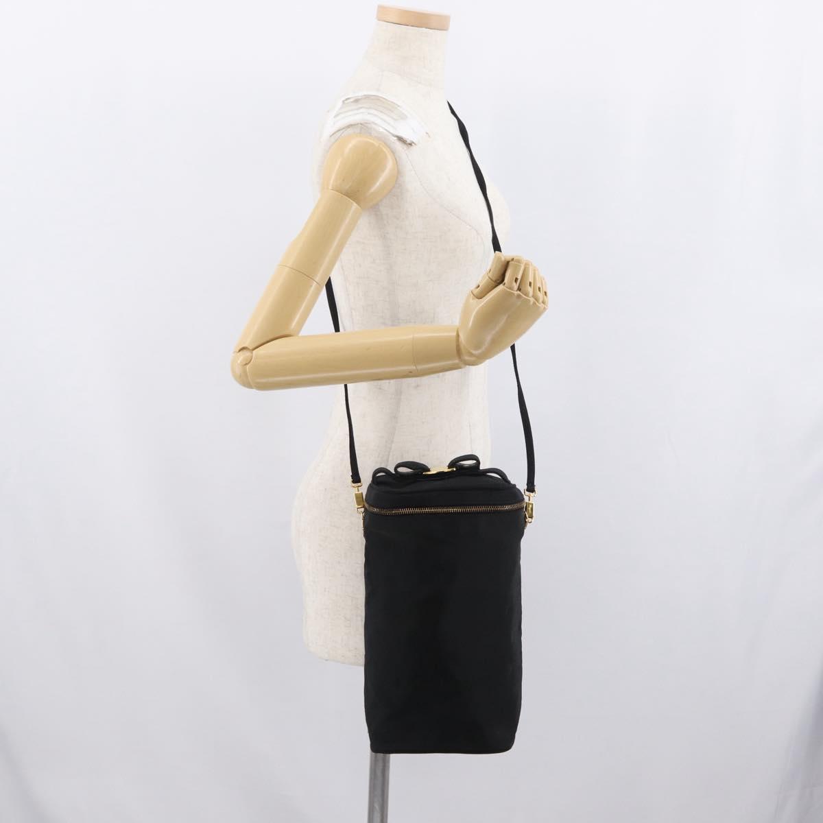 Salvatore Ferragamo Shoulder Bag Nylon Black Gold Auth BA10654