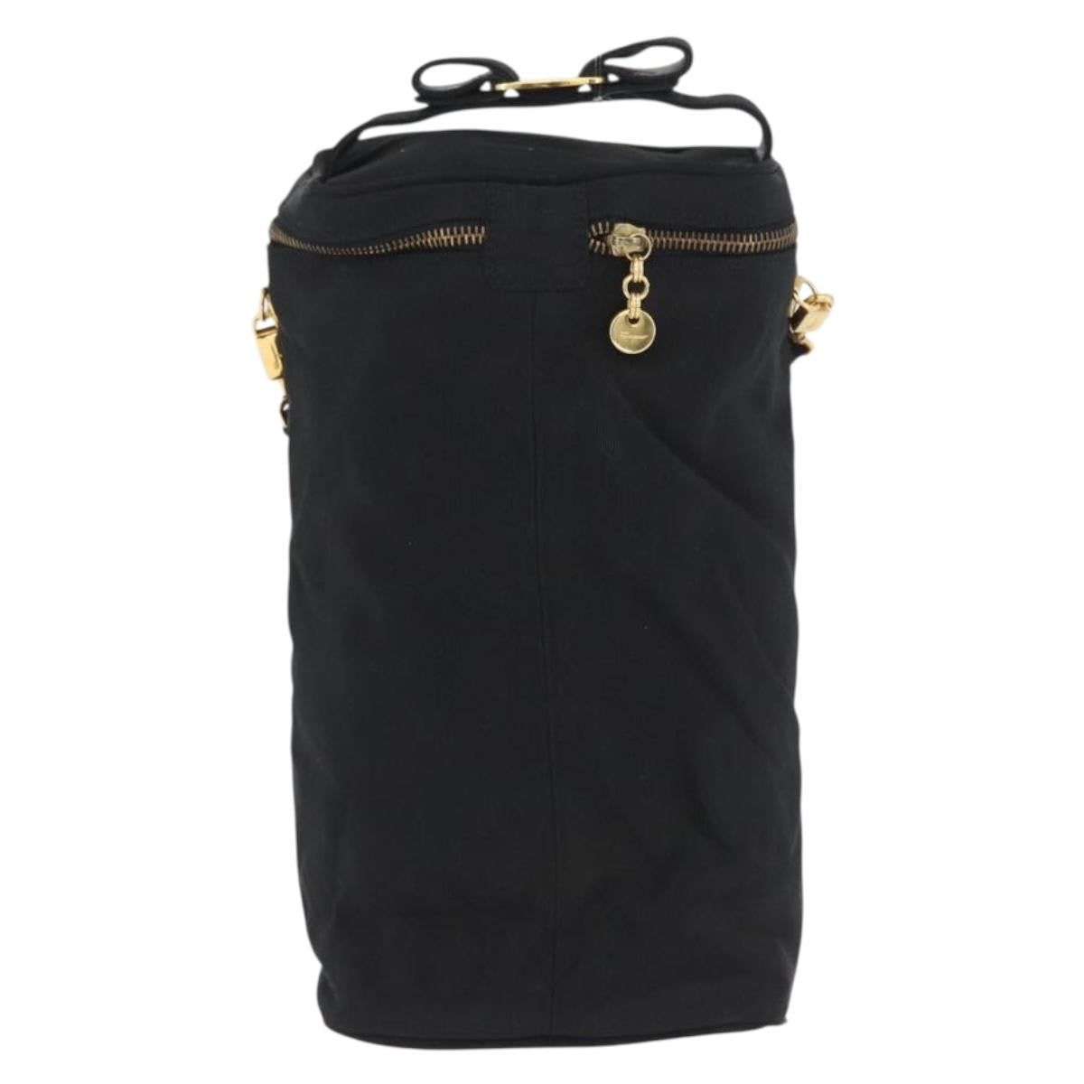 Salvatore Ferragamo Shoulder Bag Nylon Black Gold Auth BA10654