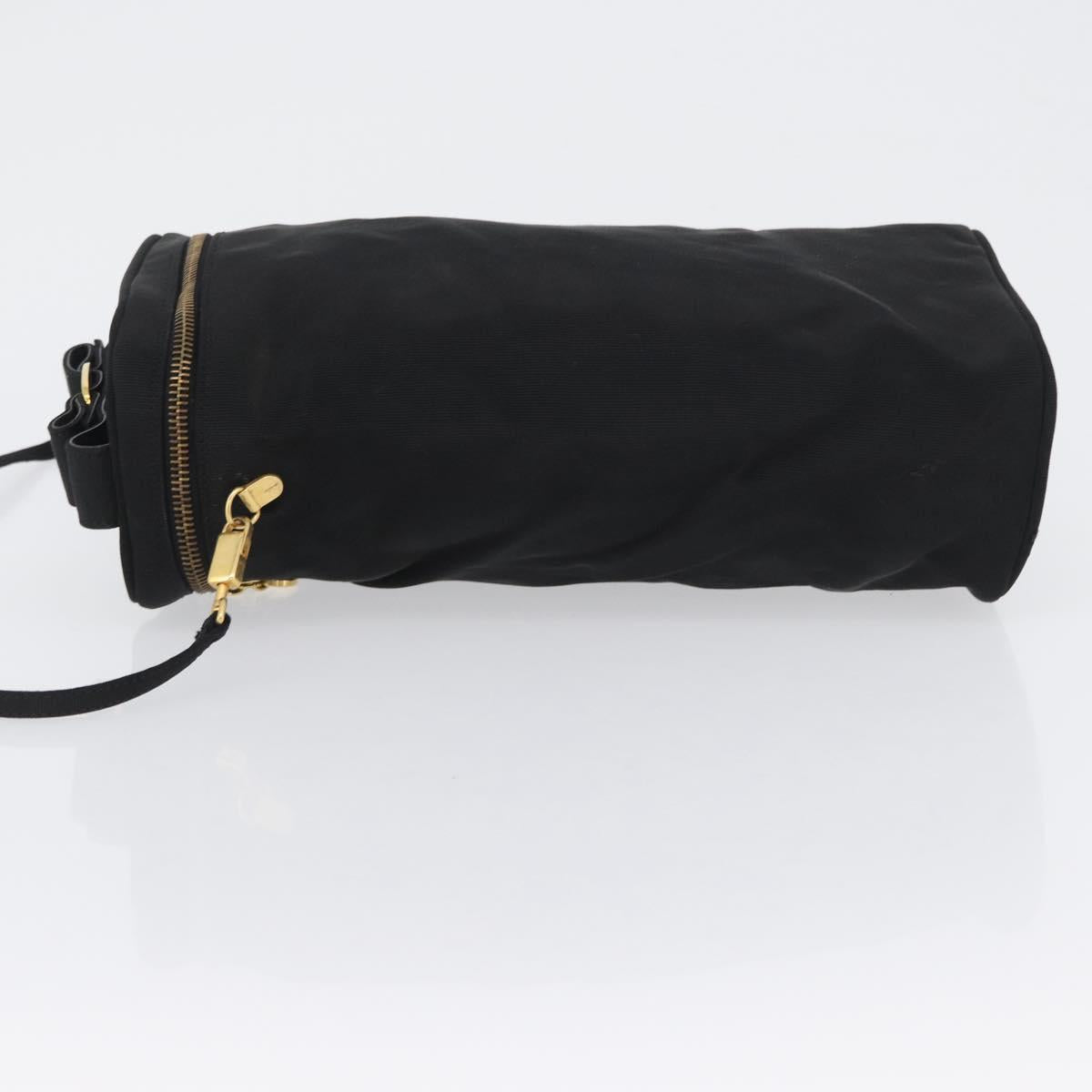 Salvatore Ferragamo Shoulder Bag Nylon Black Gold Auth BA10654