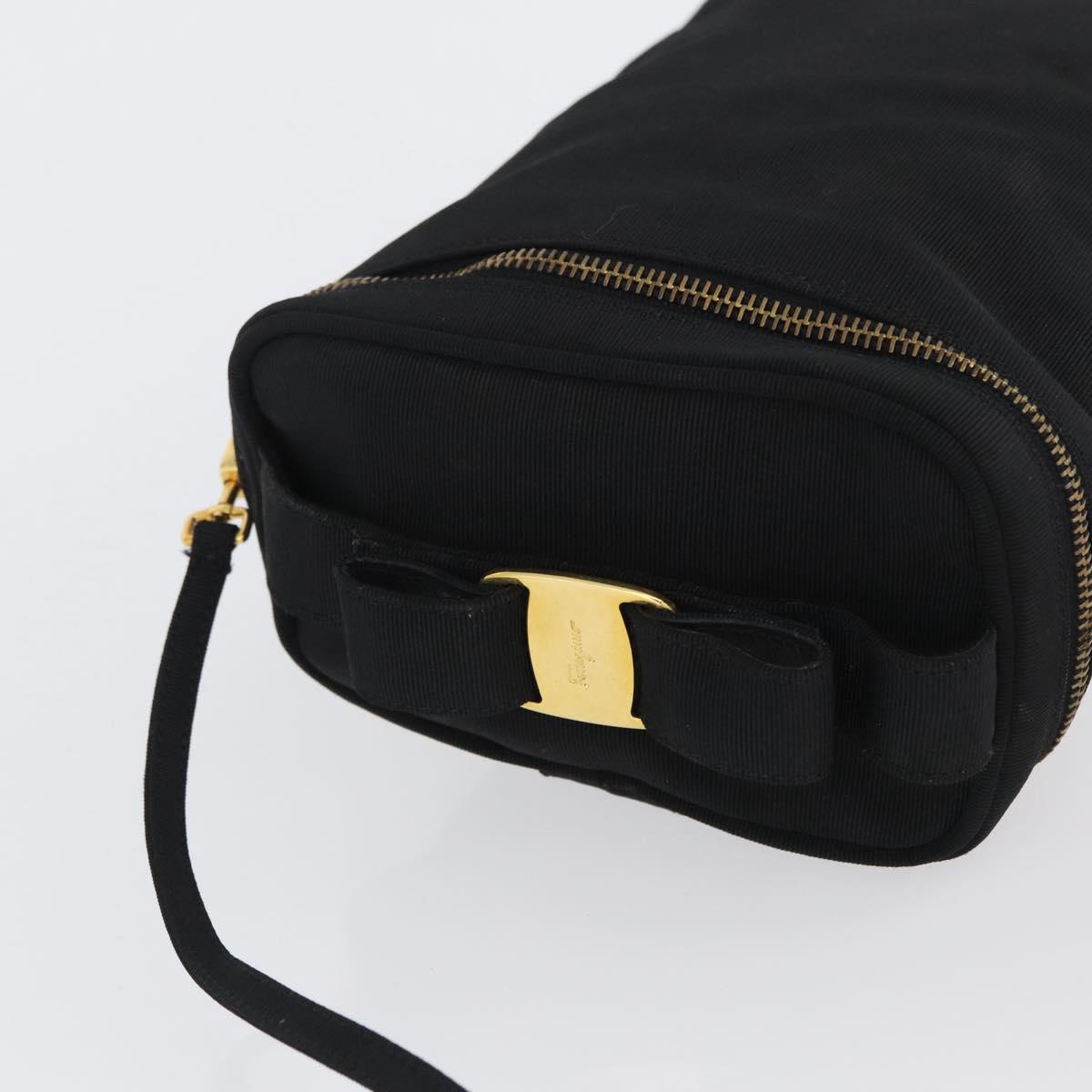 Salvatore Ferragamo Shoulder Bag Nylon Black Gold Auth BA10654