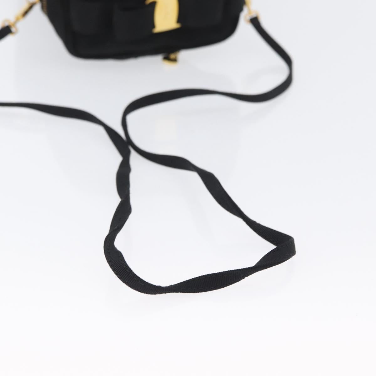 Salvatore Ferragamo Shoulder Bag Nylon Black Gold Auth BA10654