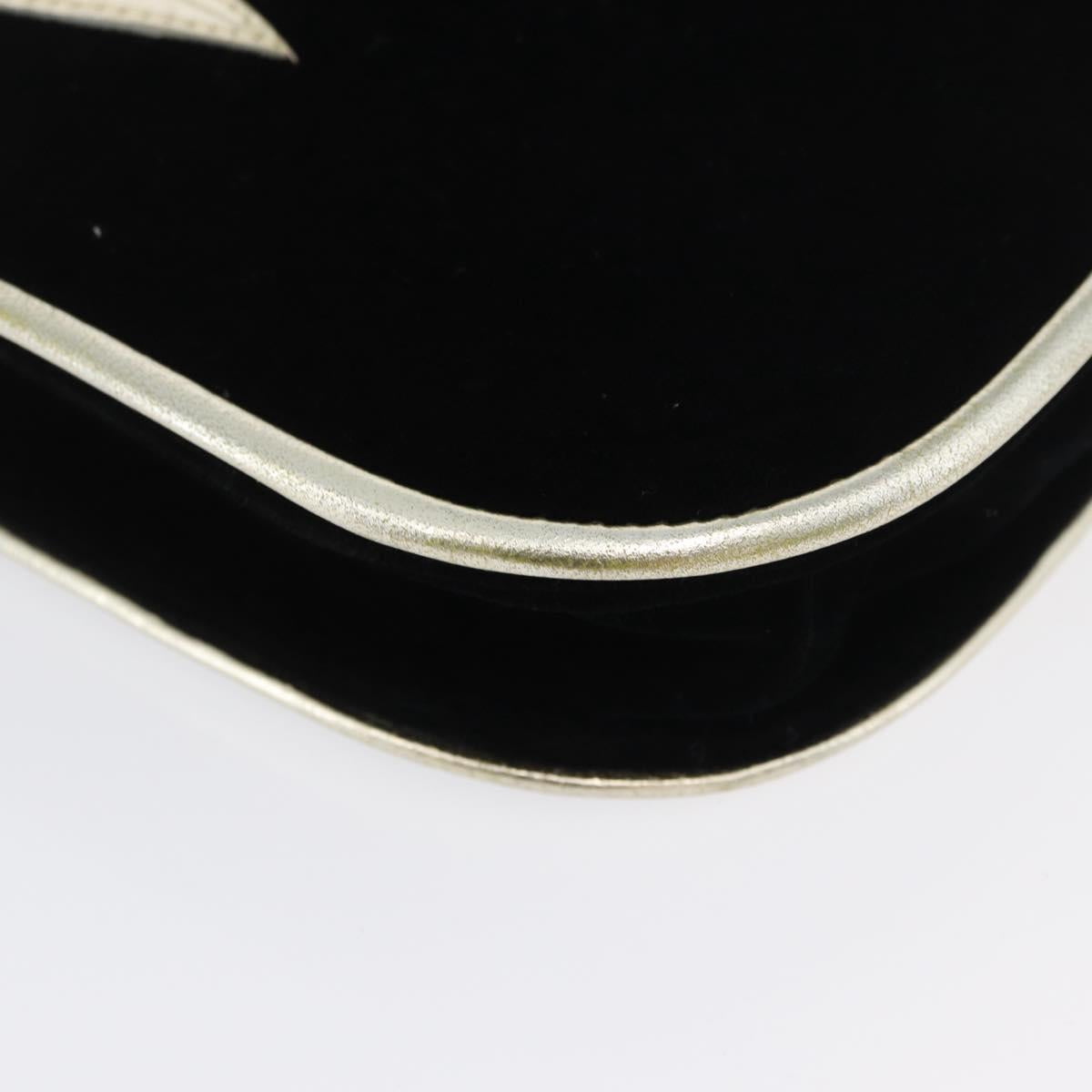 SAINT LAURENT Shoulder Bag Velor Black Gold Auth BA10655