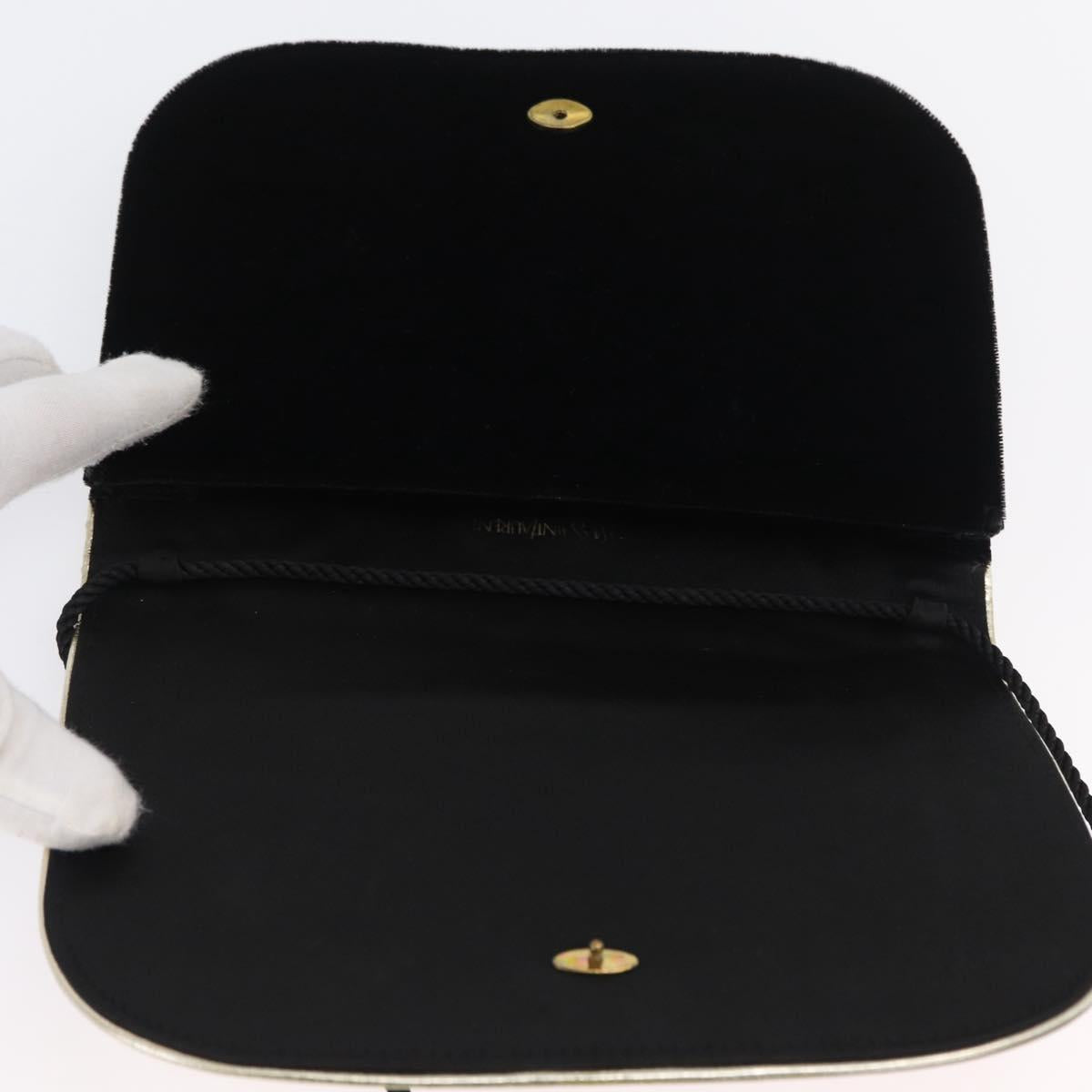 SAINT LAURENT Shoulder Bag Velor Black Gold Auth BA10655