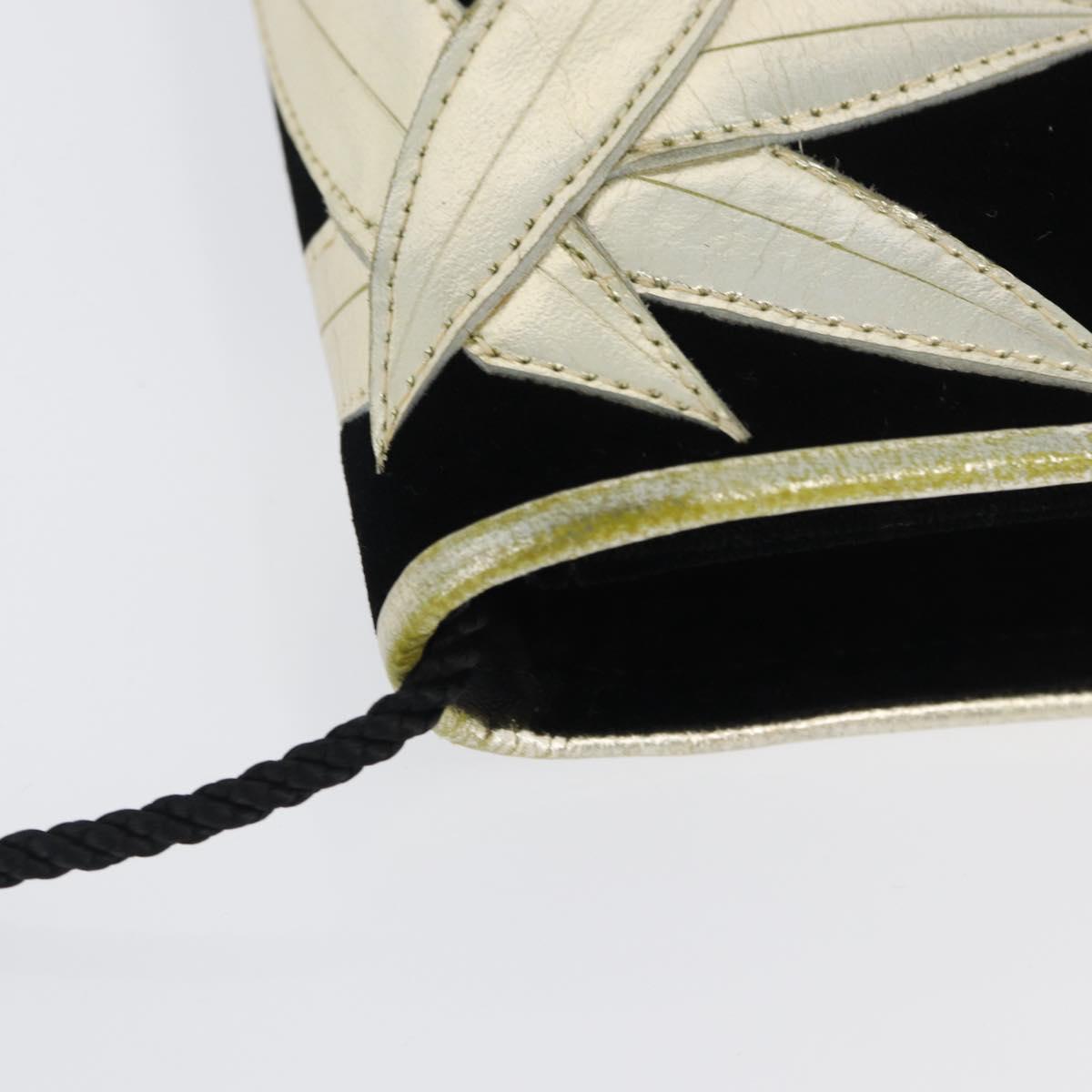 SAINT LAURENT Shoulder Bag Velor Black Gold Auth BA10655