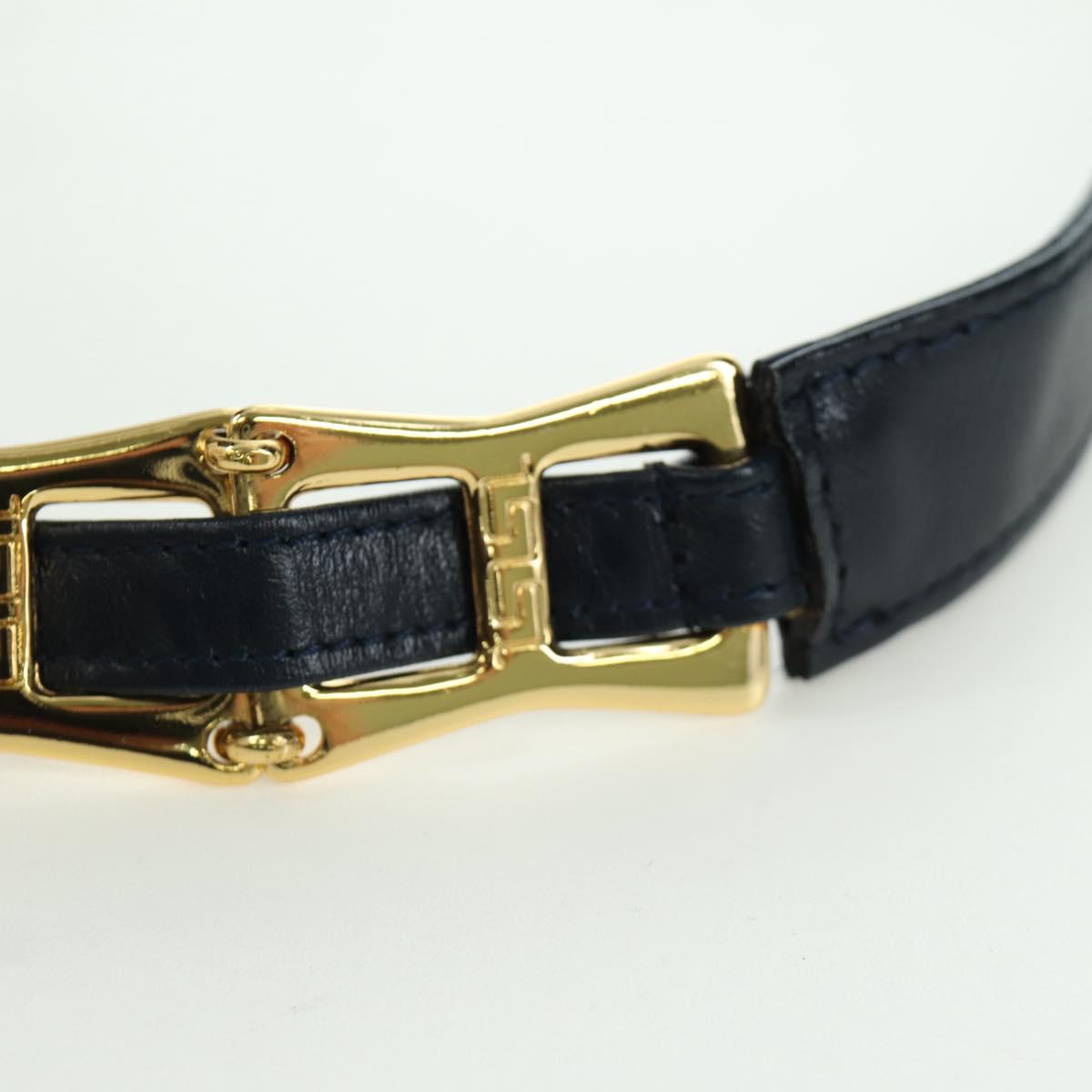 Gianni Versace Shoulder Bag Leather Navy Gold Auth BA10657V