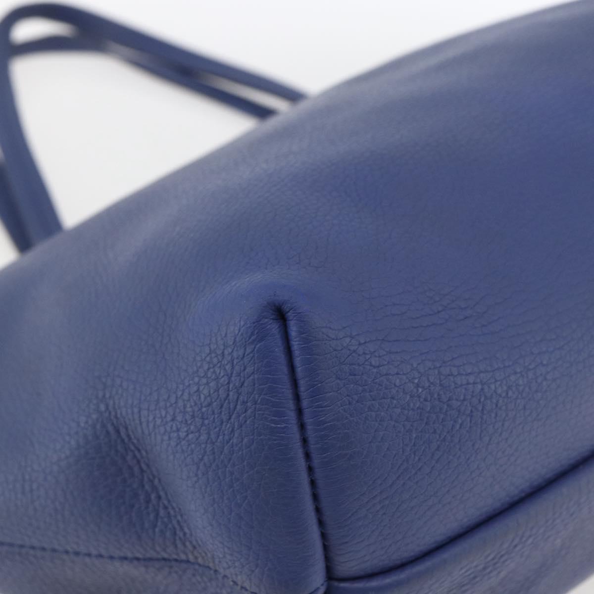 Salvatore Ferragamo Tote Bag Leather Blue Gold Auth BA10661