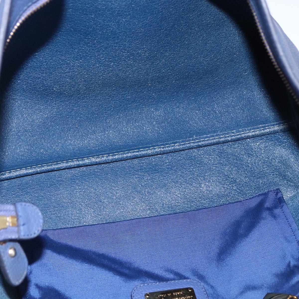 Salvatore Ferragamo Tote Bag Leather Blue Gold Auth BA10661