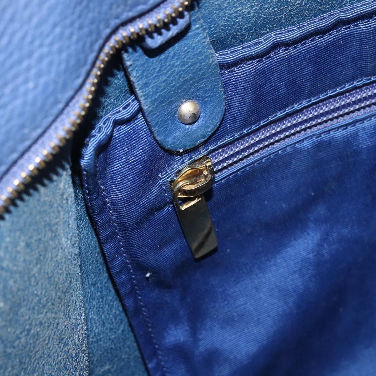 Salvatore Ferragamo Tote Bag Leather Blue Gold Auth BA10661