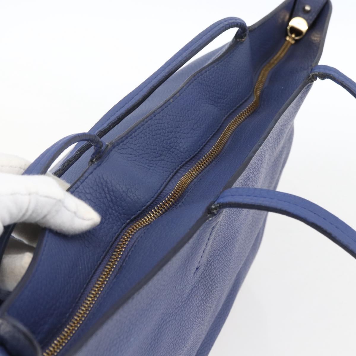 Salvatore Ferragamo Tote Bag Leather Blue Gold Auth BA10661