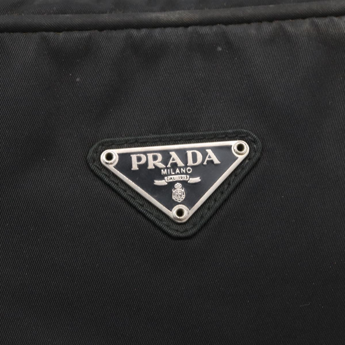 PRADA Hand Bag Nylon Black Silver Auth BA10663