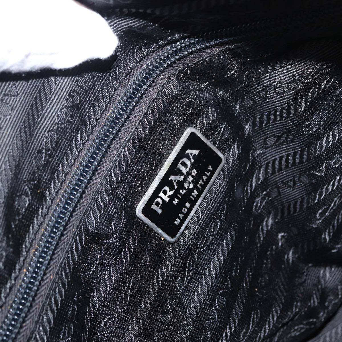 PRADA Hand Bag Nylon Black Silver Auth BA10663