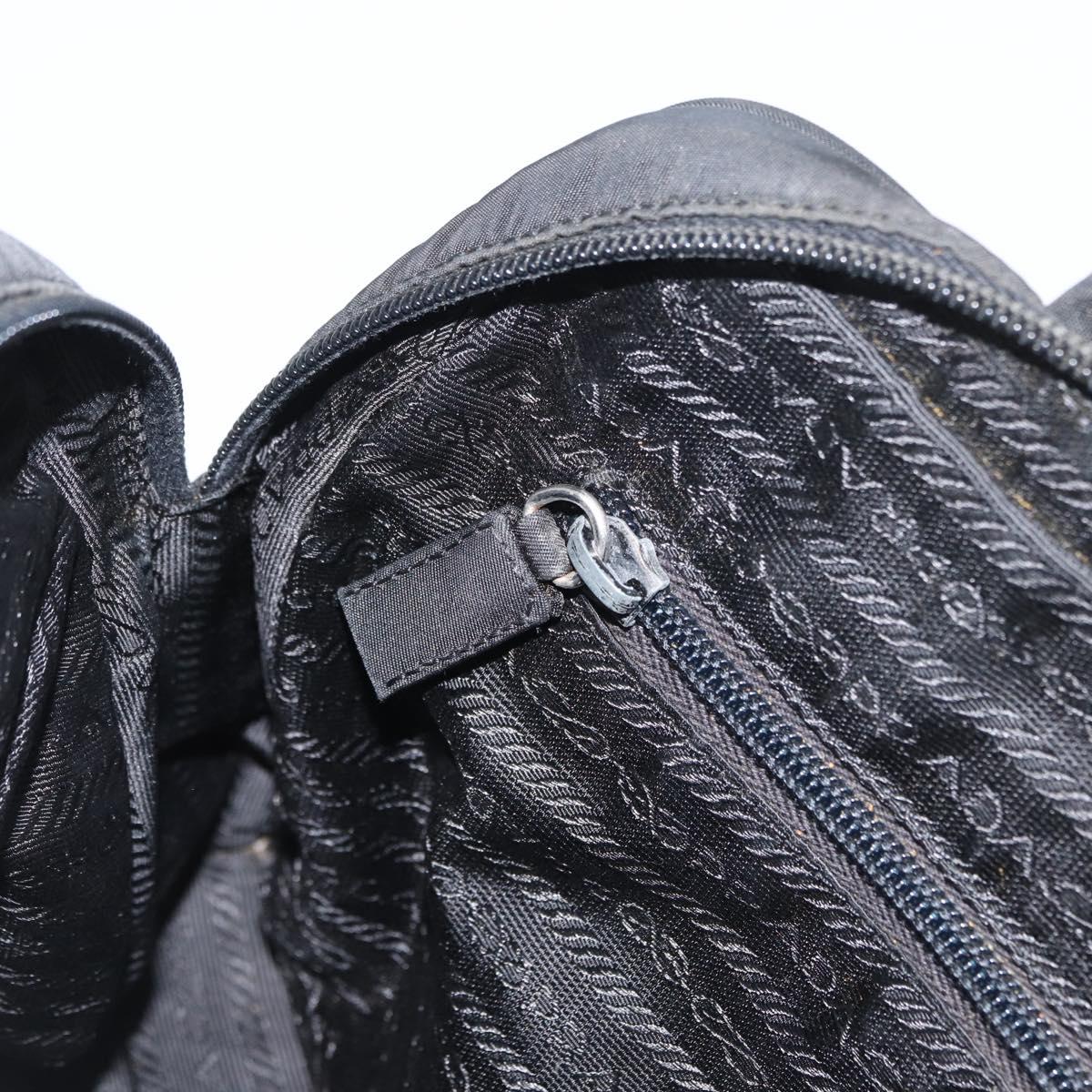 PRADA Hand Bag Nylon Black Silver Auth BA10663
