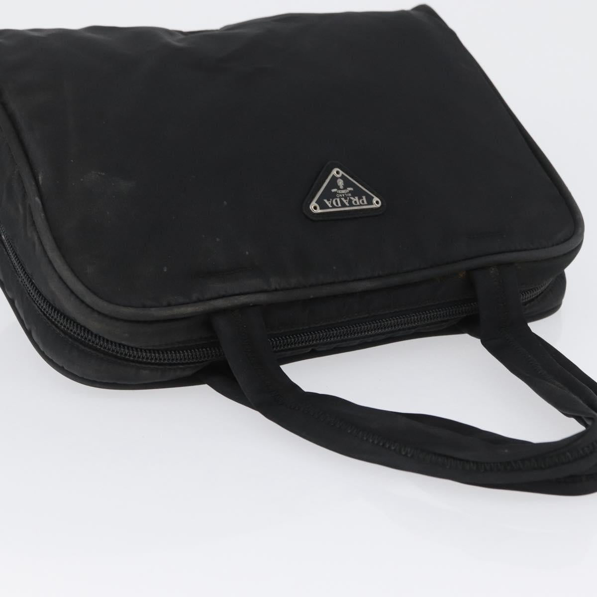 PRADA Hand Bag Nylon Black Silver Auth BA10663