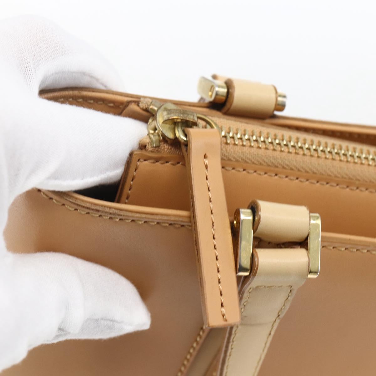 BURBERRY Hand Bag Leather Beige Gold Auth BA10666