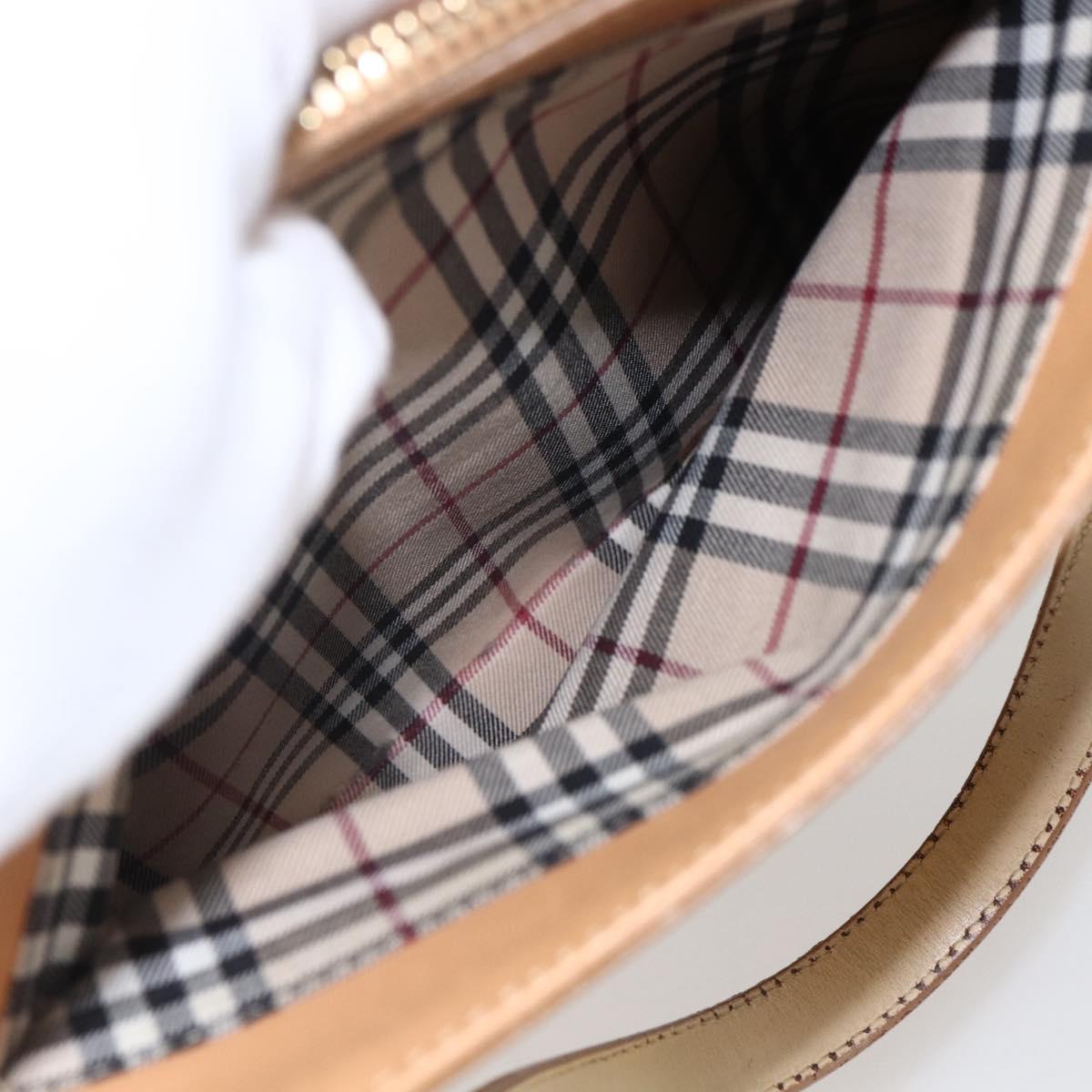 BURBERRY Hand Bag Leather Beige Gold Auth BA10666