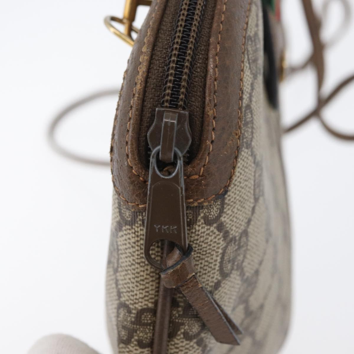 GUCCI GG Supreme Web Sherry Line Bag PVC Beige Gold 904 02 047 Auth BA10668