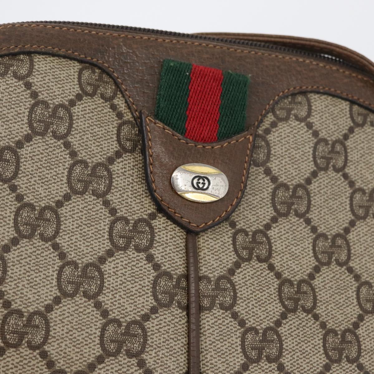 GUCCI GG Supreme Web Sherry Line Bag PVC Beige Gold 904 02 047 Auth BA10668
