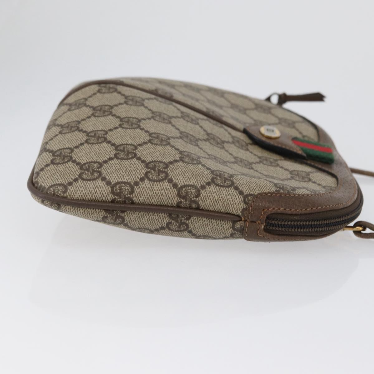GUCCI GG Supreme Web Sherry Line Bag PVC Beige Gold 904 02 047 Auth BA10668