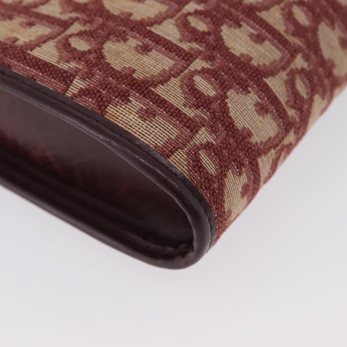 Christian Dior Trotter Canvas Shoulder Bag Red Gold Auth BA10682