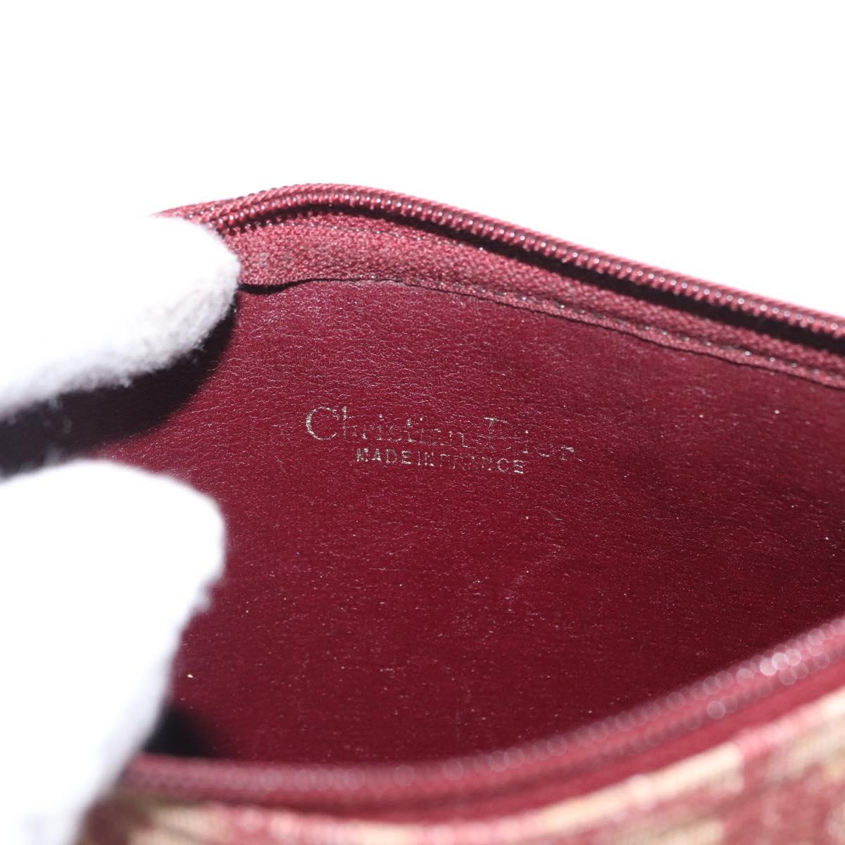 Christian Dior Trotter Canvas Shoulder Bag Red Gold Auth BA10682
