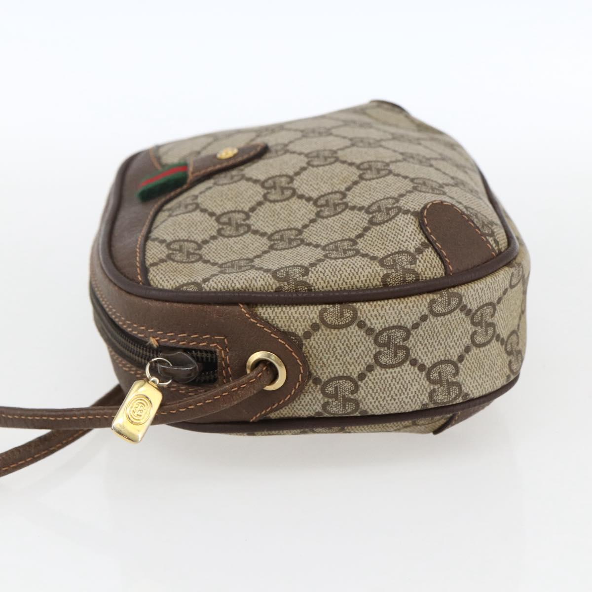 GUCCI GG Supreme Web Sherry Line Bag PVC Beige Gold 89 02 066 Auth BA10683