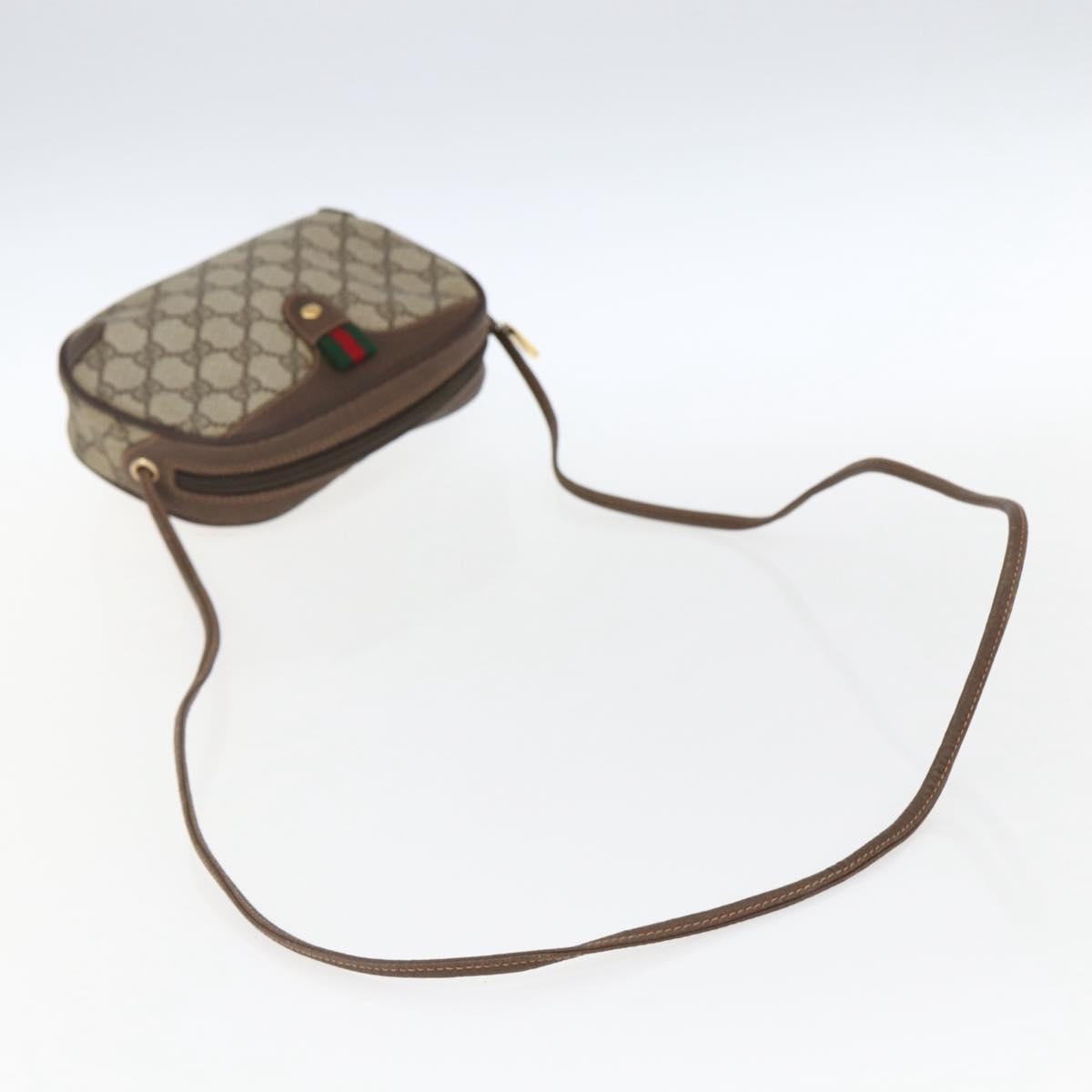 GUCCI GG Supreme Web Sherry Line Bag PVC Beige Gold 89 02 066 Auth BA10683