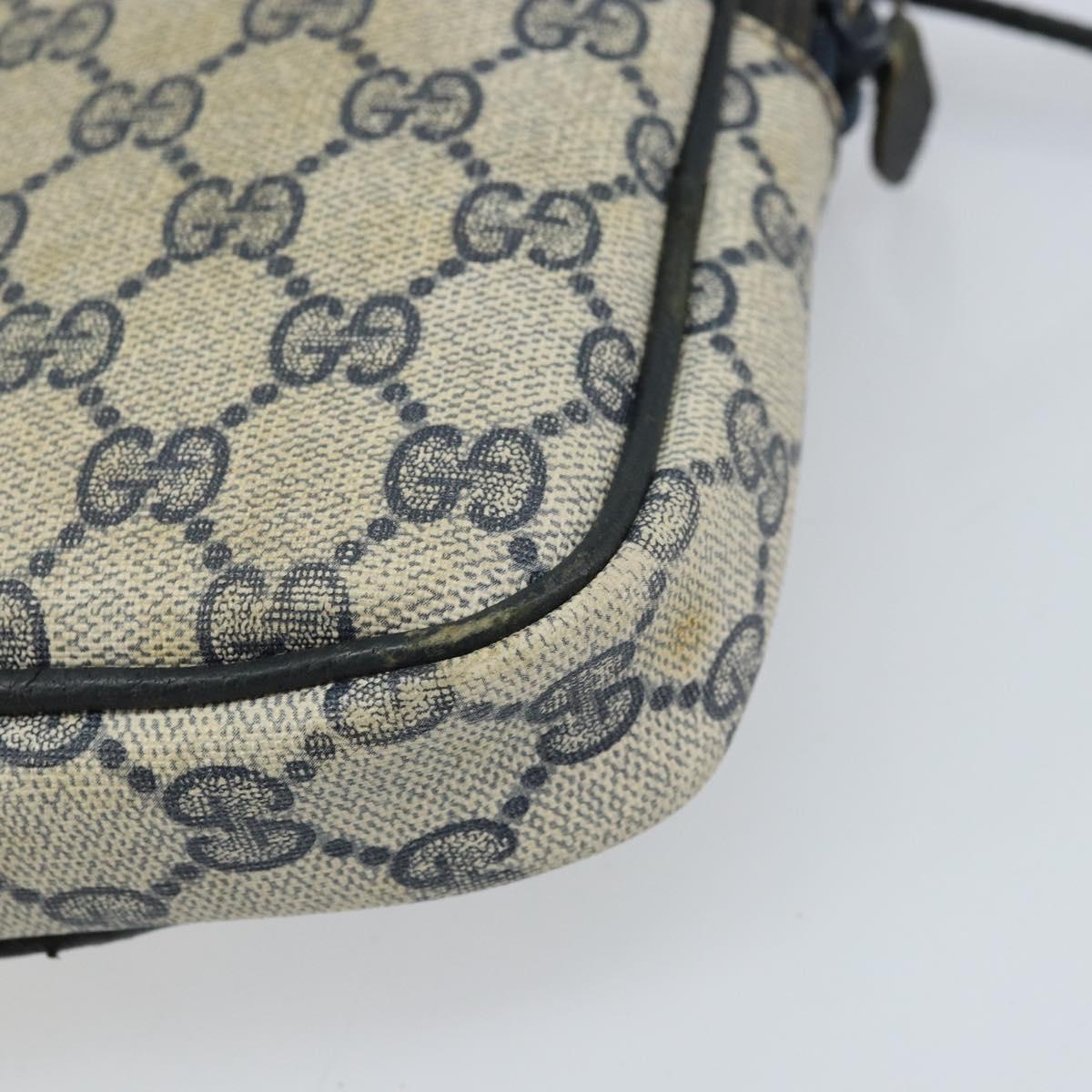 GUCCI GG Supreme Shoulder Bag PVC Navy Gold 001 23 151 Auth BA10686