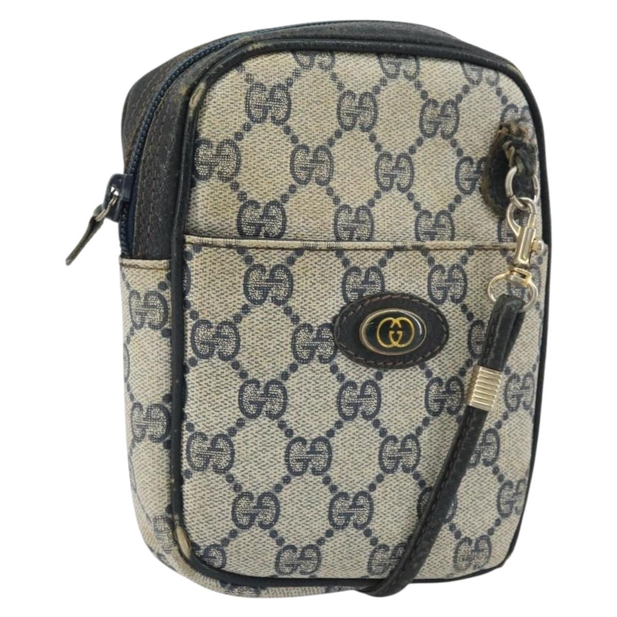 GUCCI GG Supreme Shoulder Bag PVC Navy Gold 001 23 151 Auth BA10686