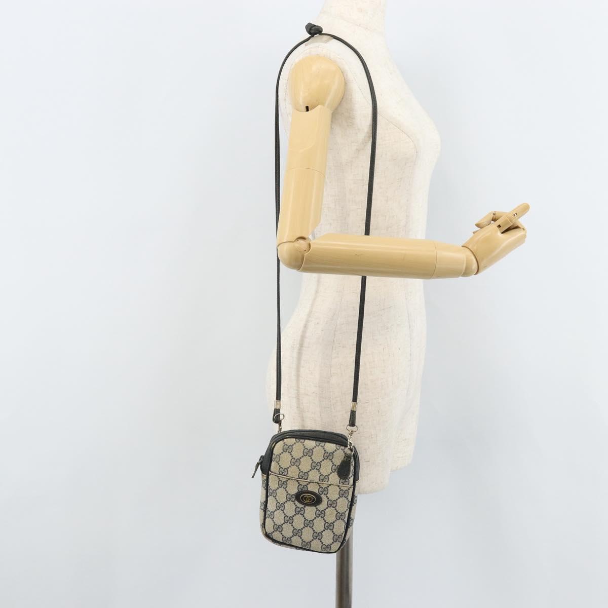 GUCCI GG Supreme Shoulder Bag PVC Navy Gold 001 23 151 Auth BA10686