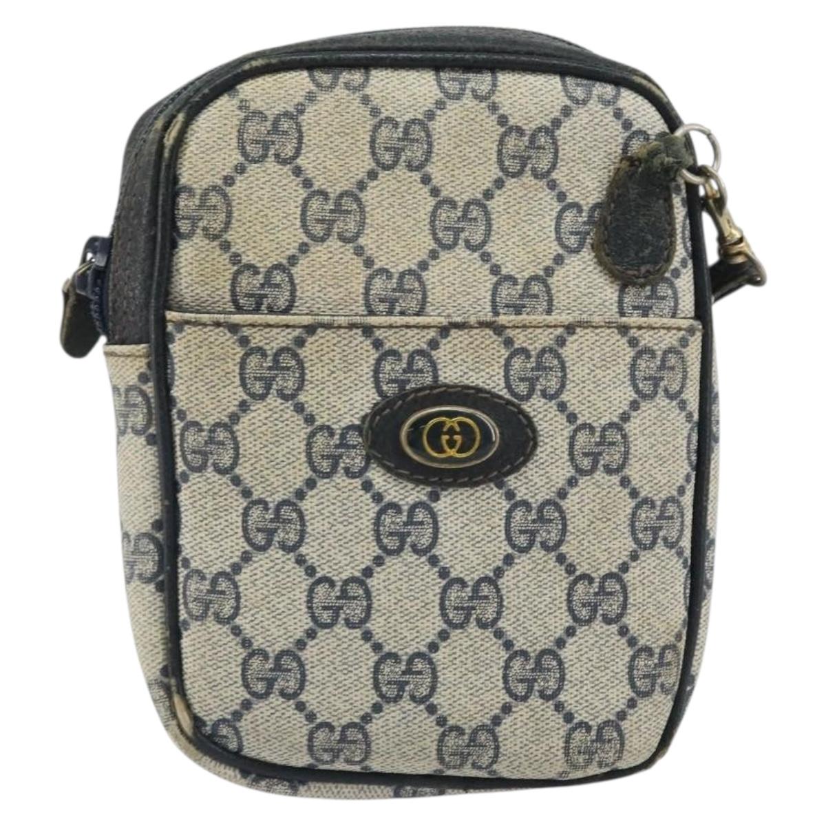 GUCCI GG Supreme Shoulder Bag PVC Navy Gold 001 23 151 Auth BA10686