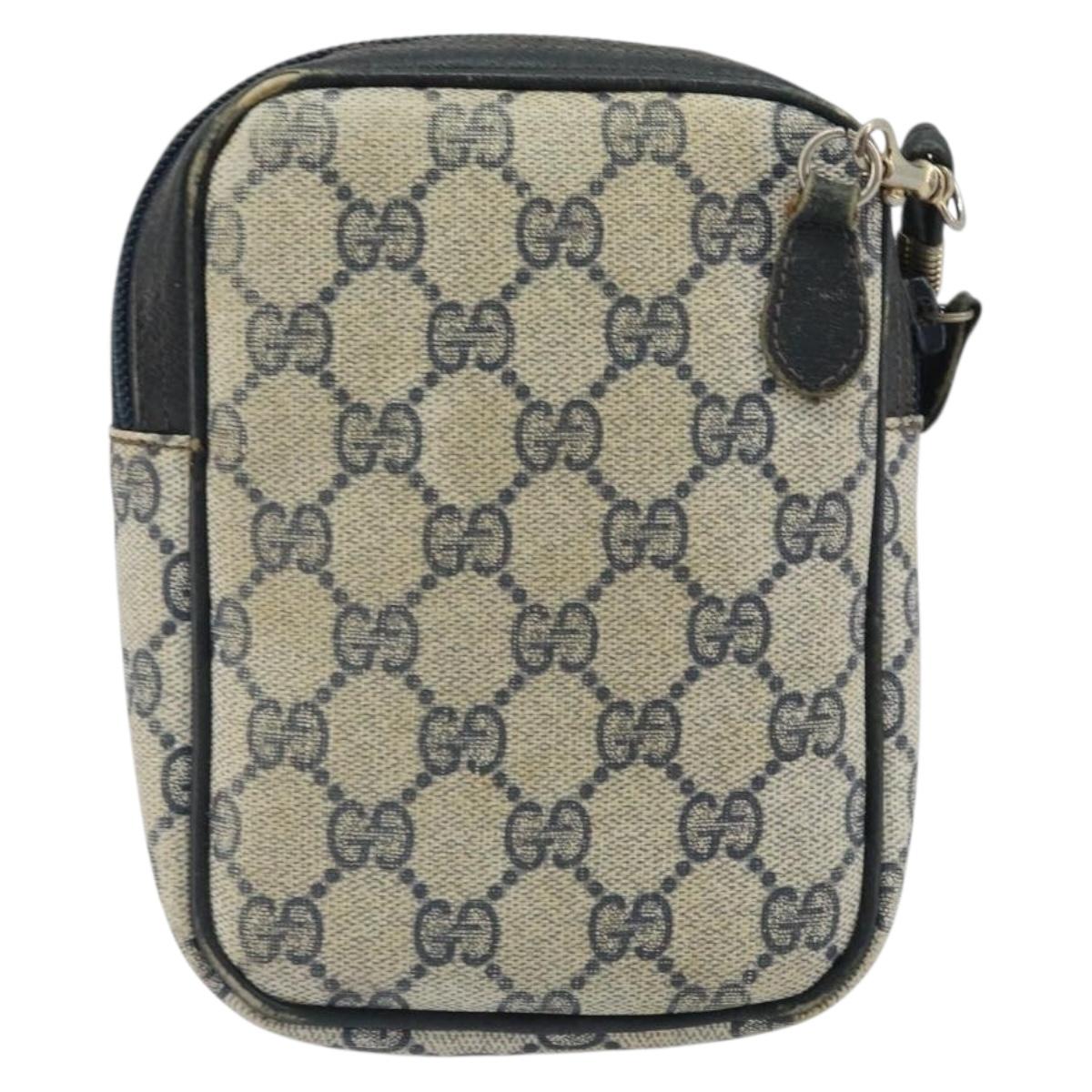 GUCCI GG Supreme Shoulder Bag PVC Navy Gold 001 23 151 Auth BA10686