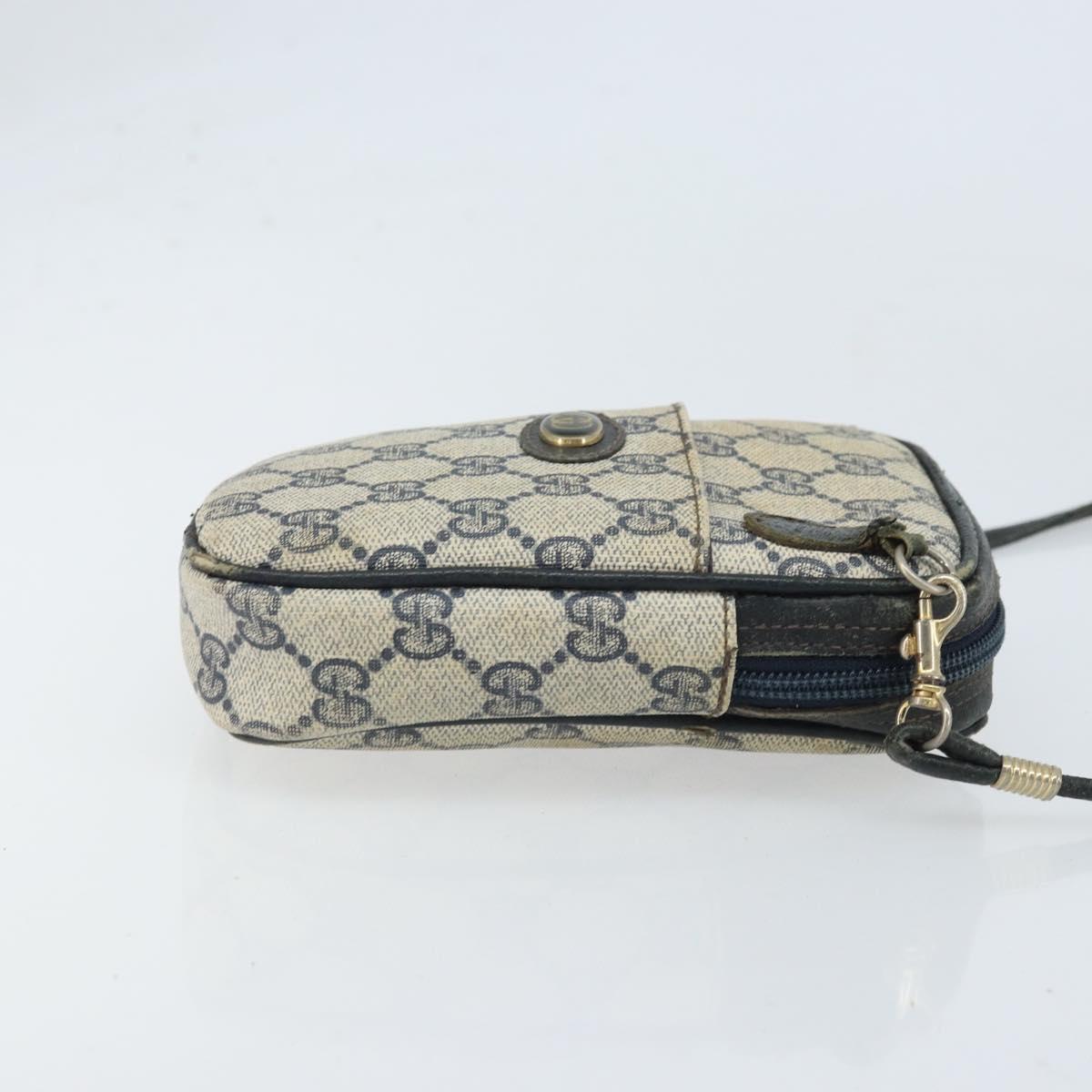 GUCCI GG Supreme Shoulder Bag PVC Navy Gold 001 23 151 Auth BA10686