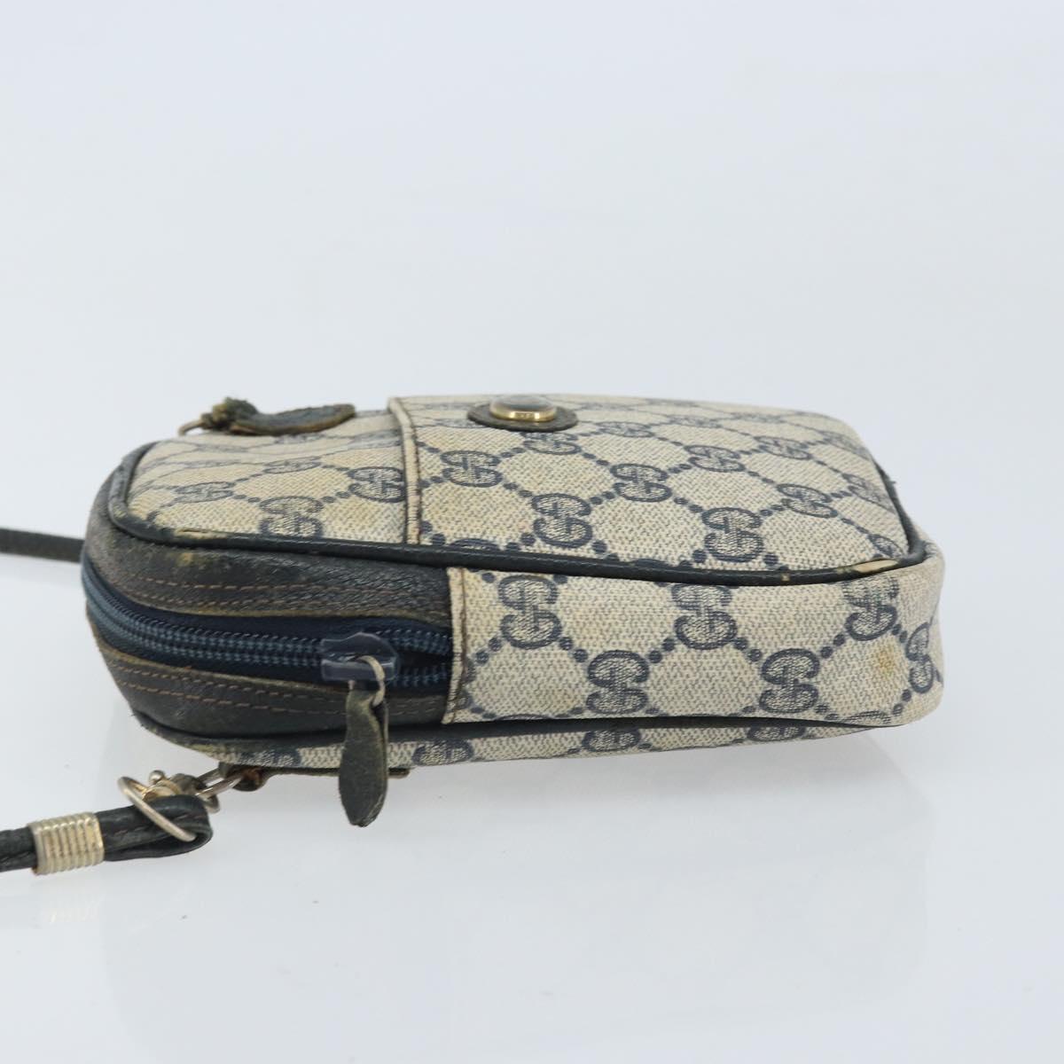 GUCCI GG Supreme Shoulder Bag PVC Navy Gold 001 23 151 Auth BA10686