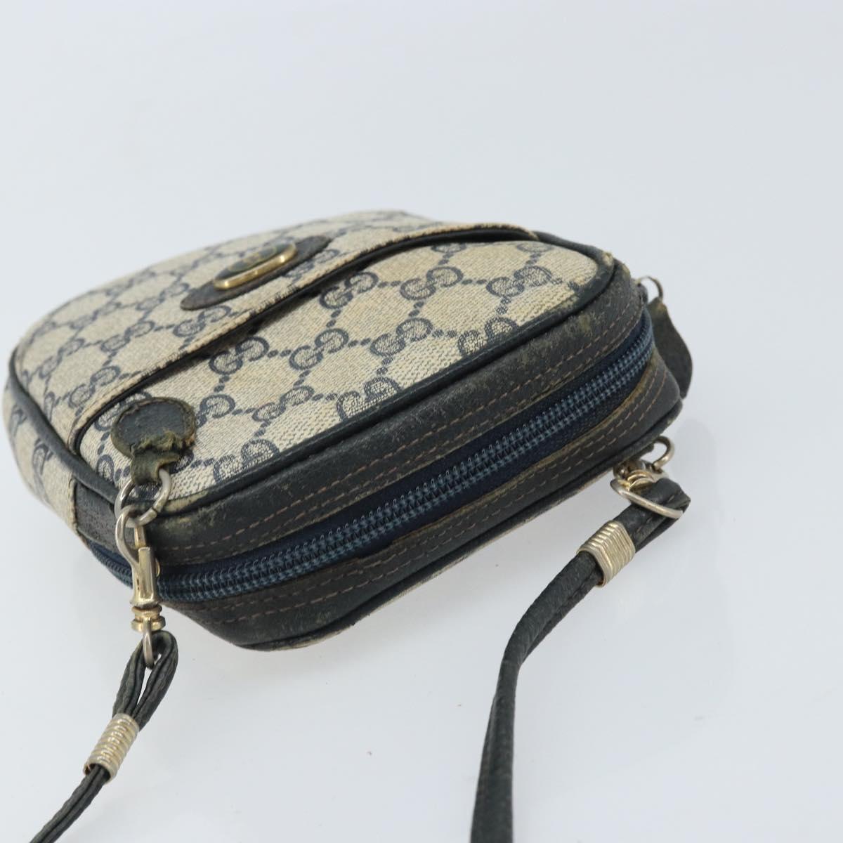 GUCCI GG Supreme Shoulder Bag PVC Navy Gold 001 23 151 Auth BA10686