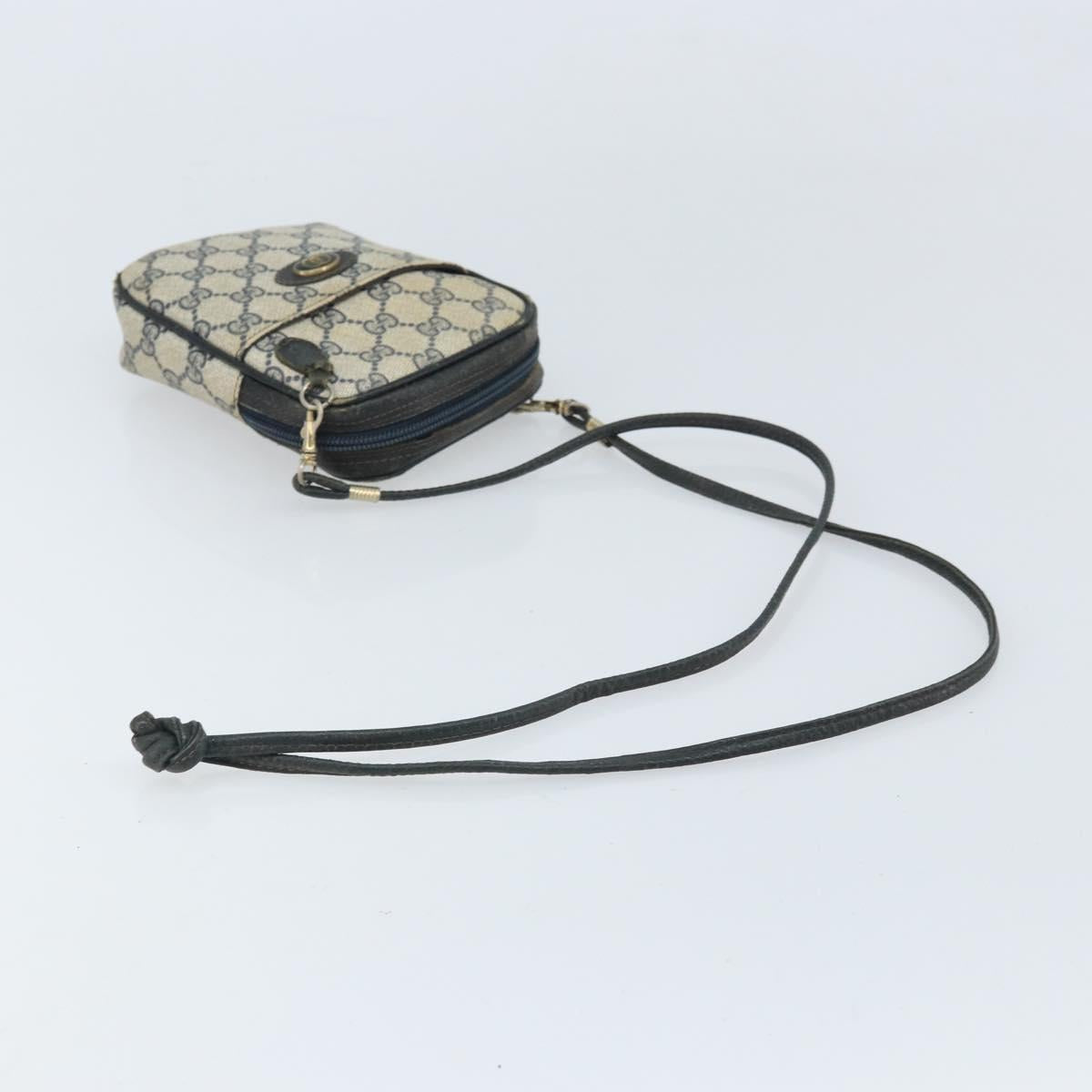 GUCCI GG Supreme Shoulder Bag PVC Navy Gold 001 23 151 Auth BA10686