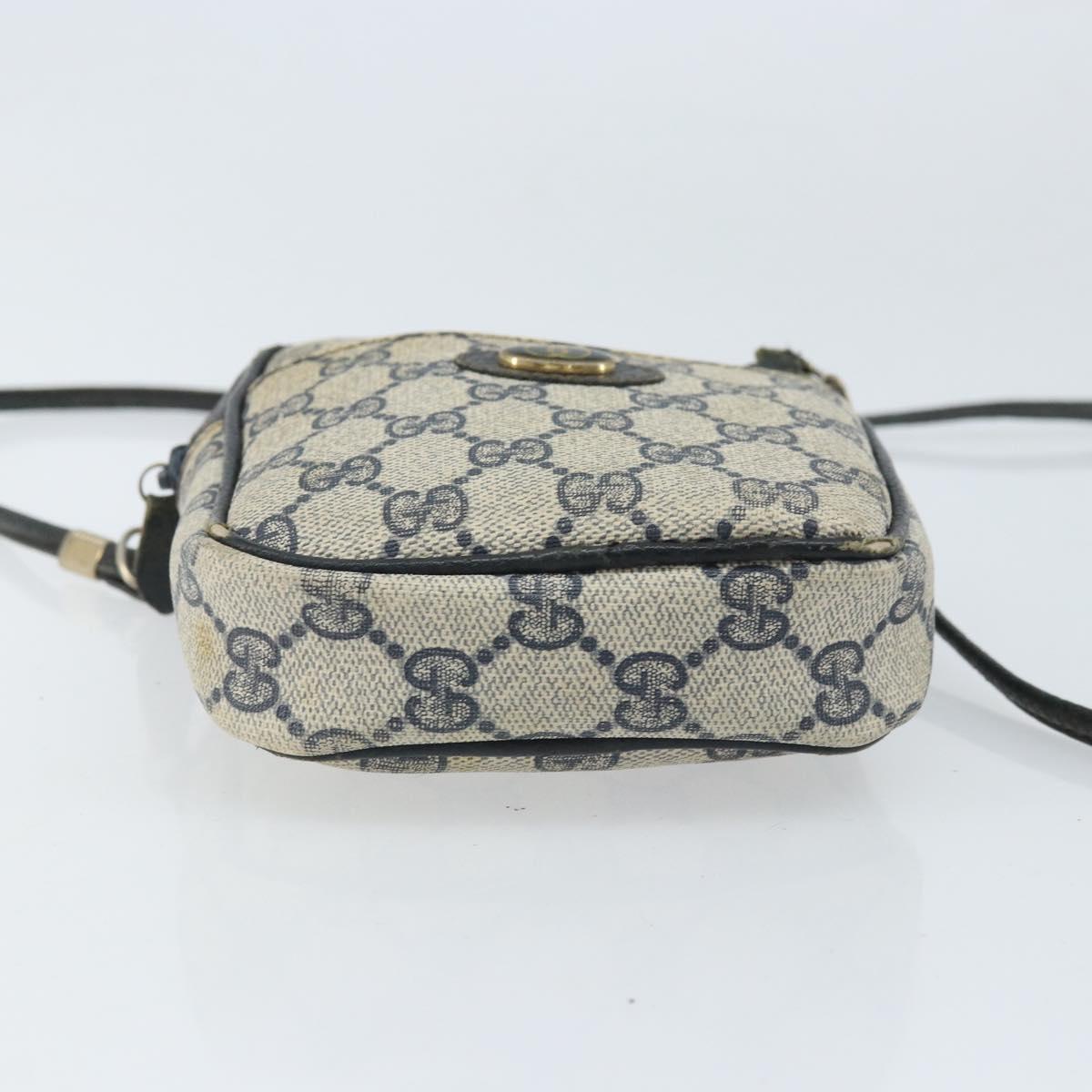 GUCCI GG Supreme Shoulder Bag PVC Navy Gold 001 23 151 Auth BA10686