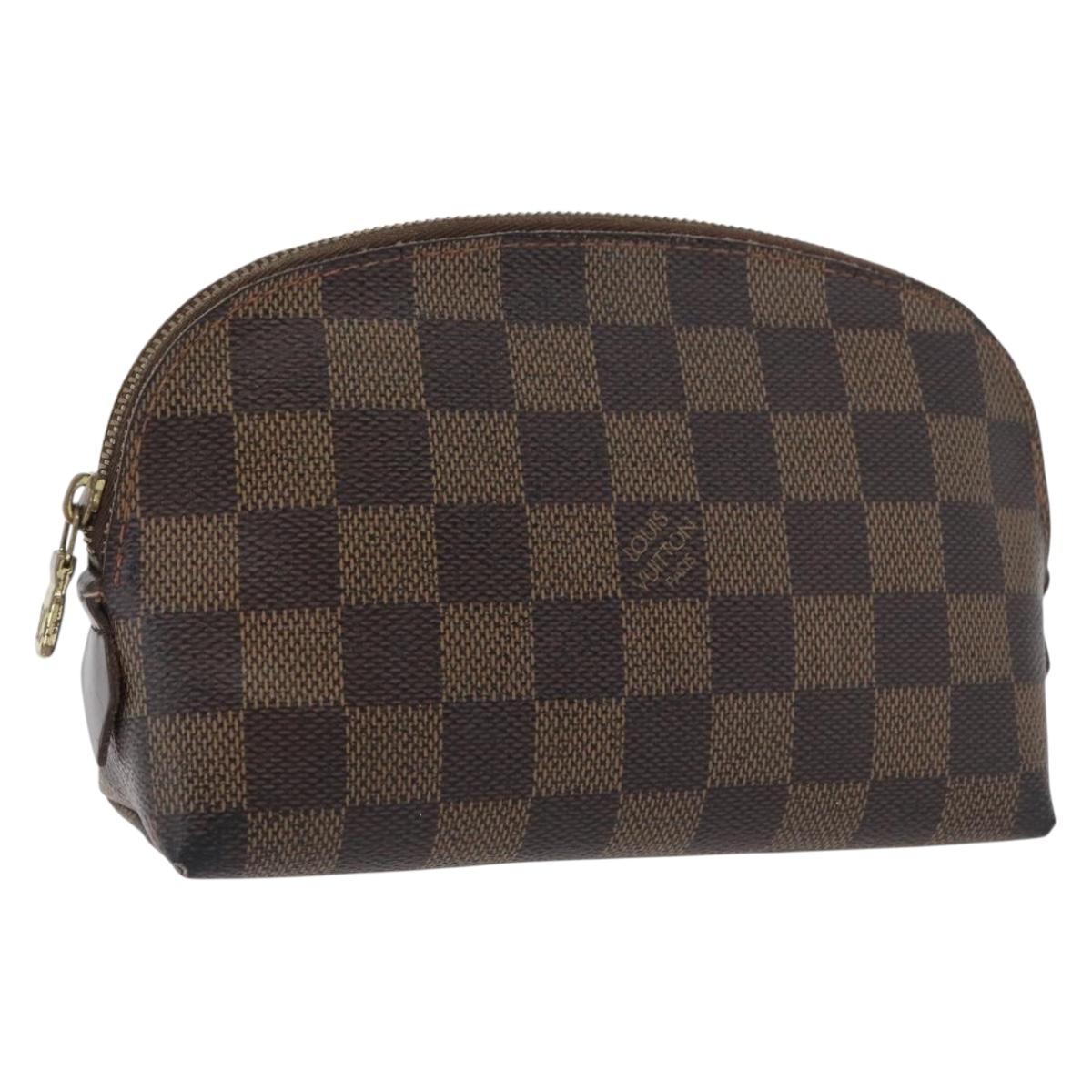 LOUIS VUITTON Damier Ebene Pochette Cosmetic PM Pouch N47516 LV Auth BA10690