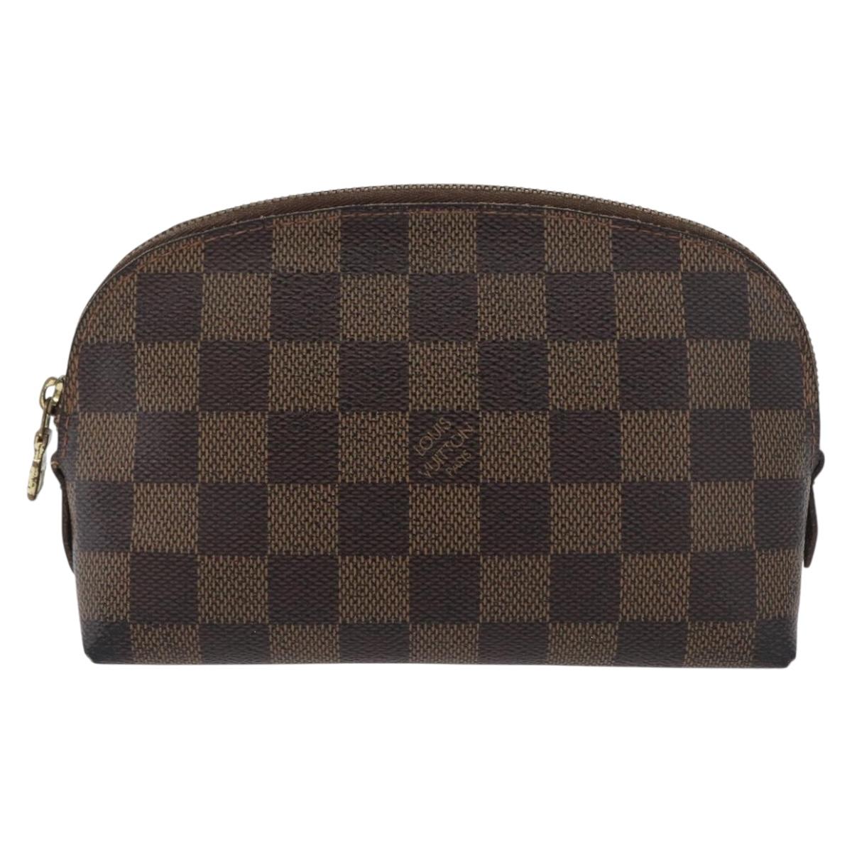 LOUIS VUITTON Damier Ebene Pochette Cosmetic PM Pouch N47516 LV Auth BA10690