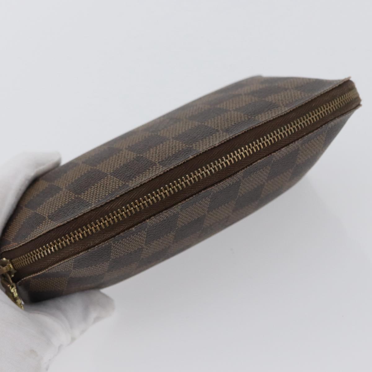 LOUIS VUITTON Damier Ebene Pochette Cosmetic PM Pouch N47516 LV Auth BA10690