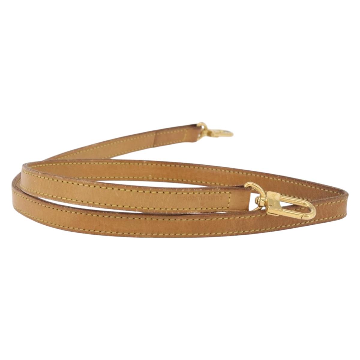 LOUIS VUITTON Shoulder Strap Leather 44.5"" Beige LV Auth BA10699