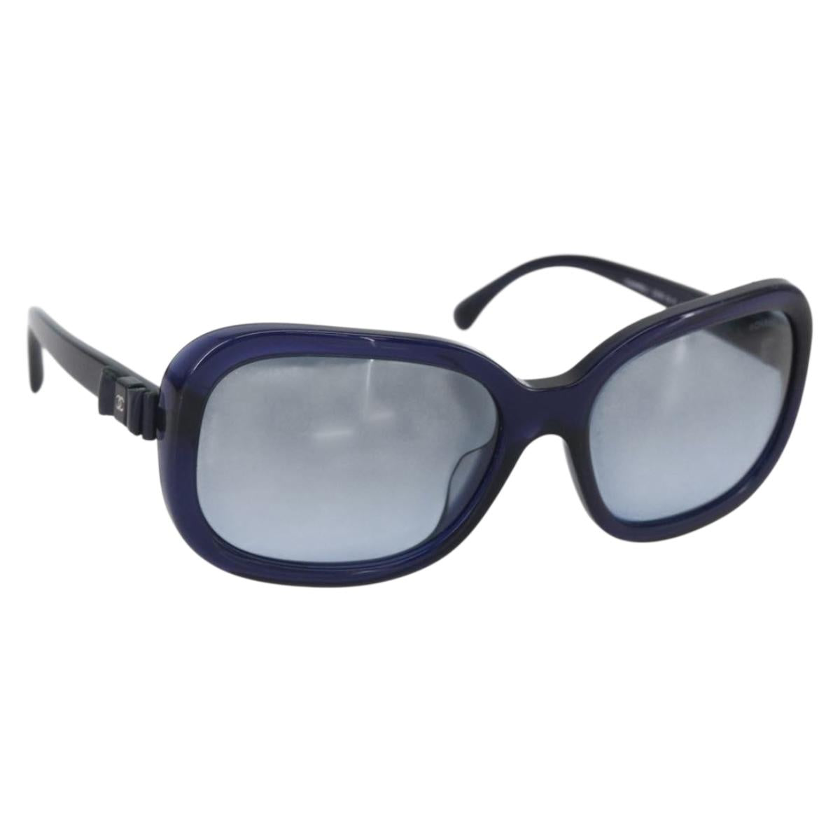 CHANEL Sunglasses plastic Blue CC Auth BA10702