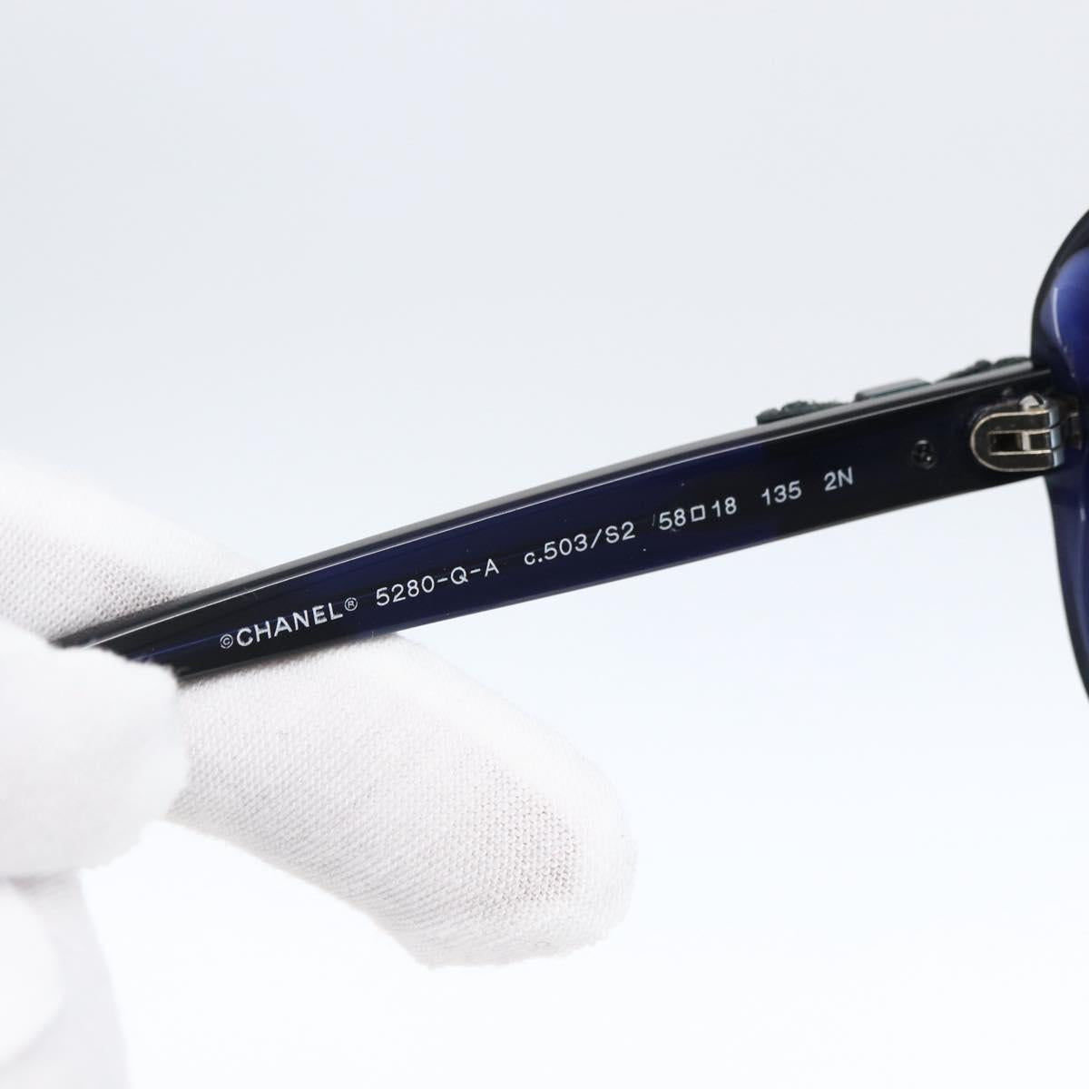 CHANEL Sunglasses plastic Blue CC Auth BA10702