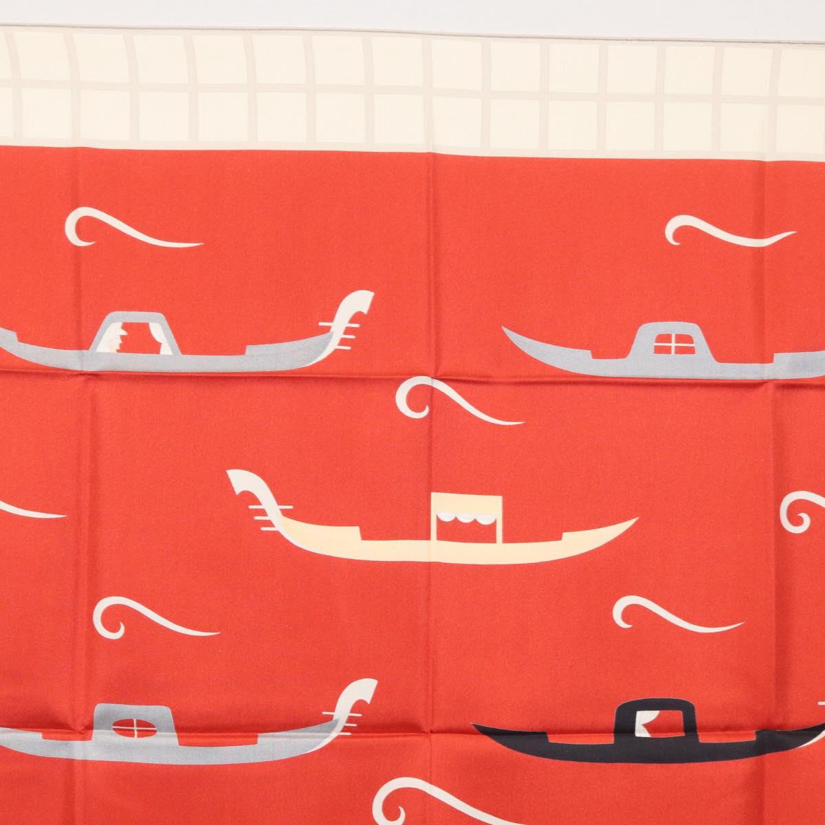 BVLGARI Boat Pattern Scarf Silk ""Davide Pizzigoni"" Red Auth BA10715V