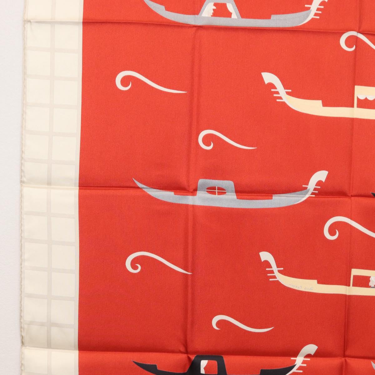 BVLGARI Boat Pattern Scarf Silk ""Davide Pizzigoni"" Red Auth BA10715V