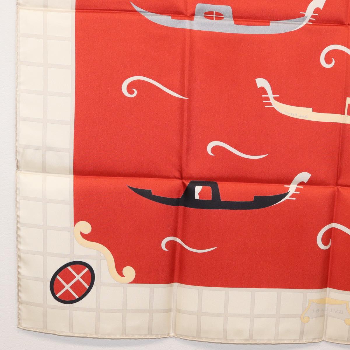 BVLGARI Boat Pattern Scarf Silk ""Davide Pizzigoni"" Red Auth BA10715V