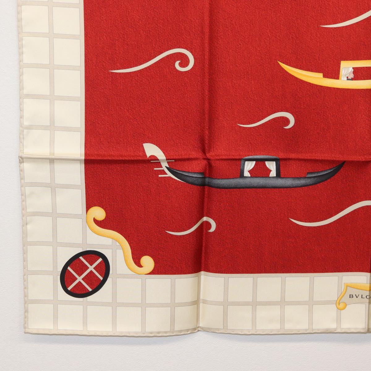 BVLGARI Boat Pattern Scarf Silk ""Davide Pizzigoni"" Red Auth BA10715V