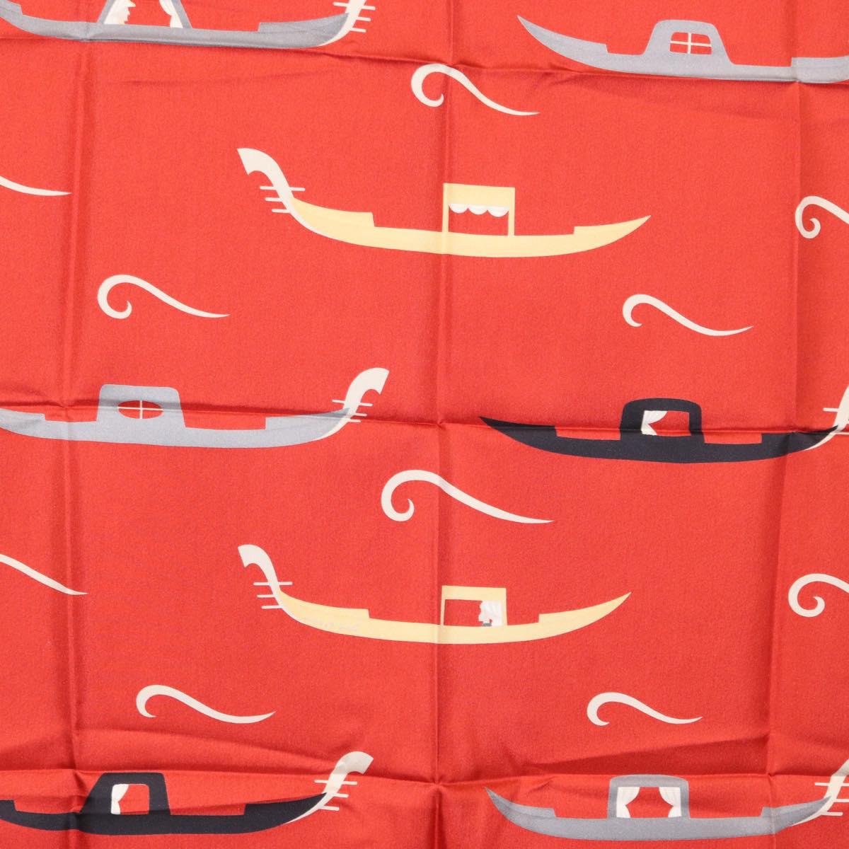 BVLGARI Boat Pattern Scarf Silk ""Davide Pizzigoni"" Red Auth BA10716V